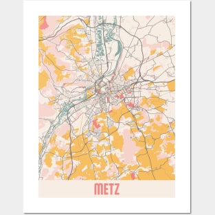 Metz - France Chalk City Map Posters and Art